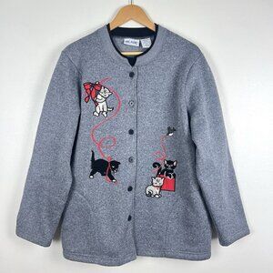 Vintage Blair Cat Lady Kitty Cardigan Sweatshirt Jacket Women's L Grannycore